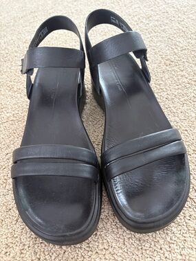 ECCO Women's Black Leather Slide Sandals